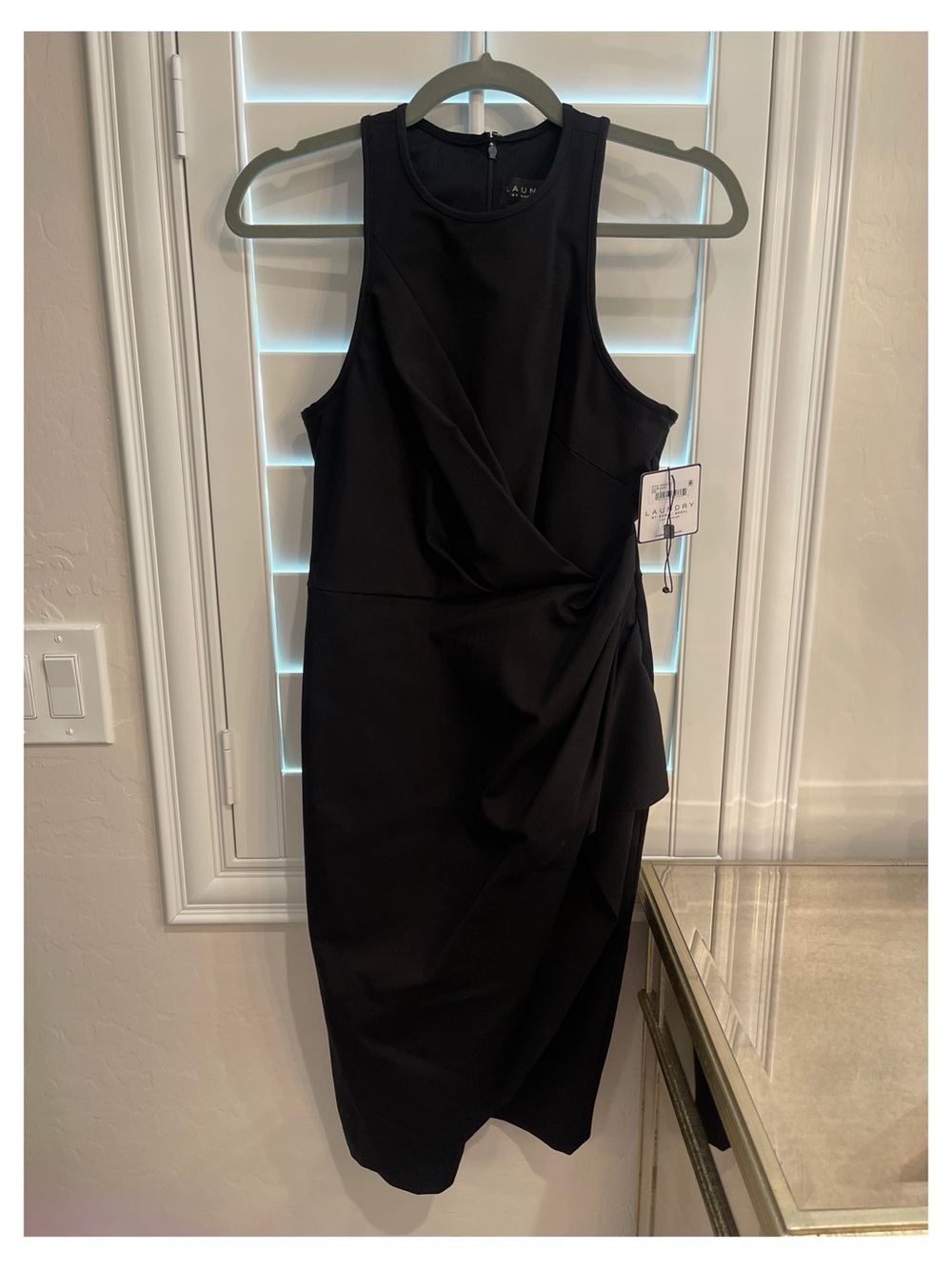 Laundry By Shelli Segal Black Sleeveless Draped Midi Dress